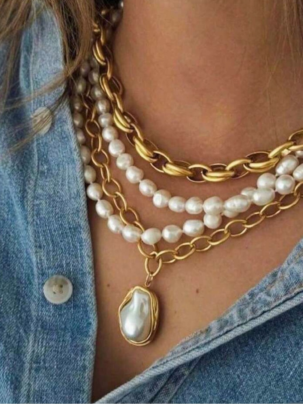 4pcs Women's Vintage Pearl Necklace Set, Imitation Pearl Beaded Pendant Necklace